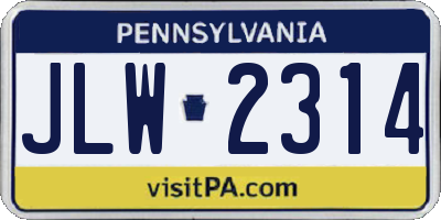PA license plate JLW2314