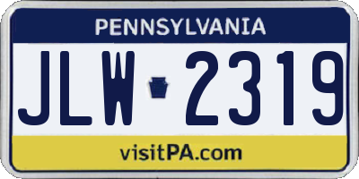 PA license plate JLW2319