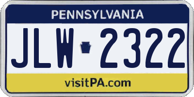 PA license plate JLW2322