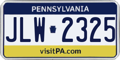 PA license plate JLW2325