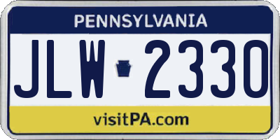 PA license plate JLW2330