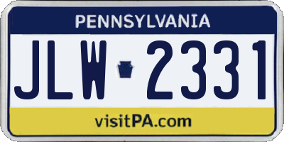 PA license plate JLW2331
