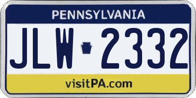 PA license plate JLW2332