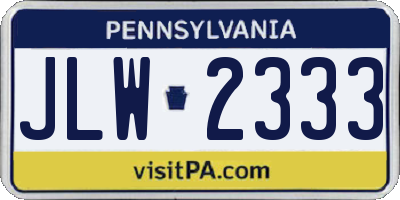 PA license plate JLW2333