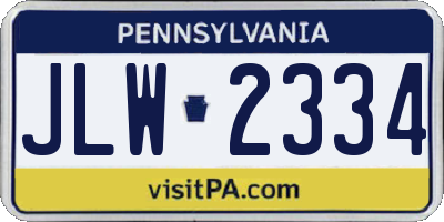 PA license plate JLW2334