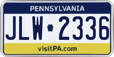 PA license plate JLW2336