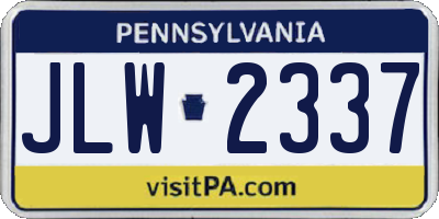 PA license plate JLW2337