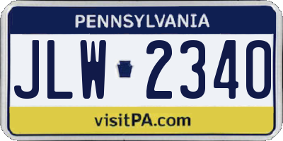 PA license plate JLW2340