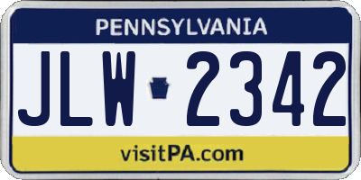 PA license plate JLW2342