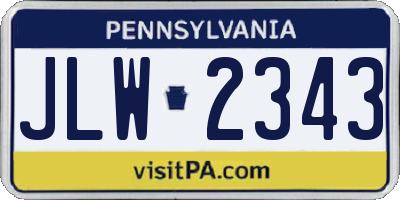 PA license plate JLW2343