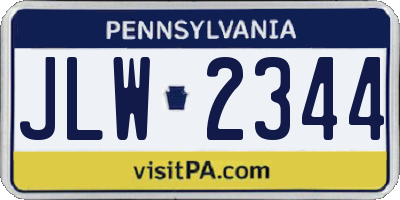 PA license plate JLW2344