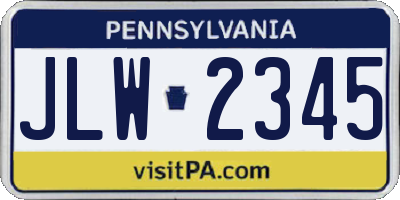 PA license plate JLW2345
