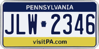 PA license plate JLW2346