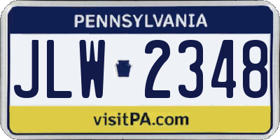PA license plate JLW2348