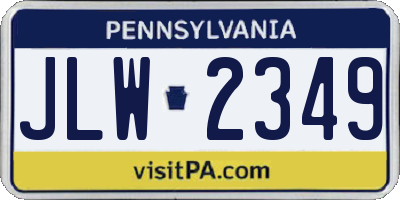 PA license plate JLW2349