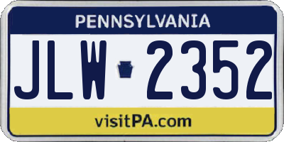 PA license plate JLW2352