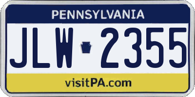 PA license plate JLW2355