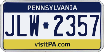 PA license plate JLW2357