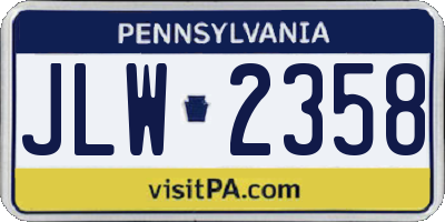 PA license plate JLW2358