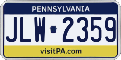 PA license plate JLW2359