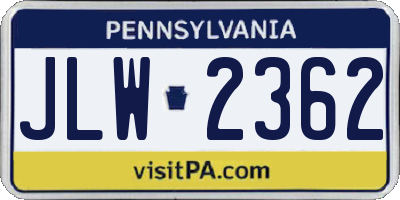 PA license plate JLW2362