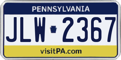 PA license plate JLW2367