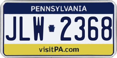 PA license plate JLW2368