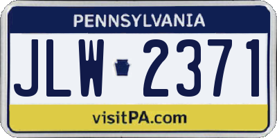 PA license plate JLW2371