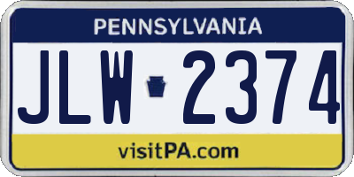 PA license plate JLW2374