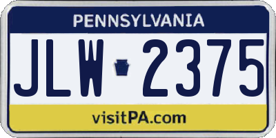 PA license plate JLW2375
