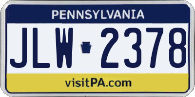 PA license plate JLW2378
