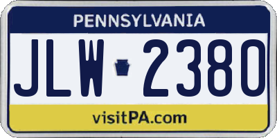 PA license plate JLW2380