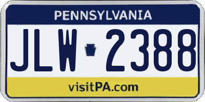 PA license plate JLW2388