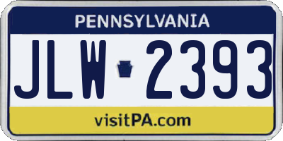 PA license plate JLW2393