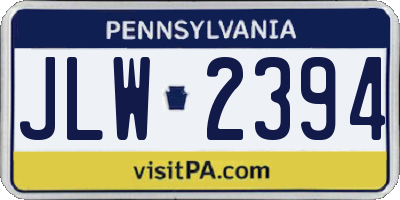 PA license plate JLW2394
