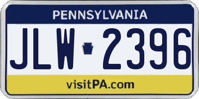 PA license plate JLW2396