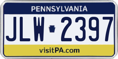 PA license plate JLW2397