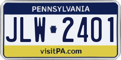 PA license plate JLW2401