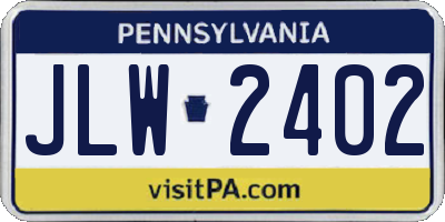 PA license plate JLW2402