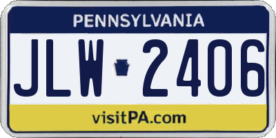 PA license plate JLW2406