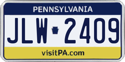 PA license plate JLW2409