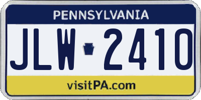 PA license plate JLW2410