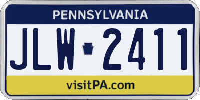 PA license plate JLW2411
