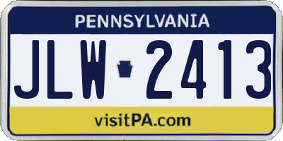 PA license plate JLW2413