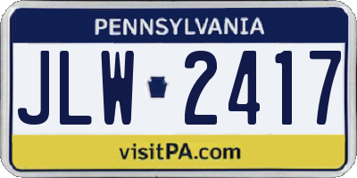 PA license plate JLW2417