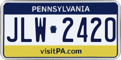 PA license plate JLW2420