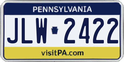 PA license plate JLW2422