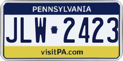 PA license plate JLW2423