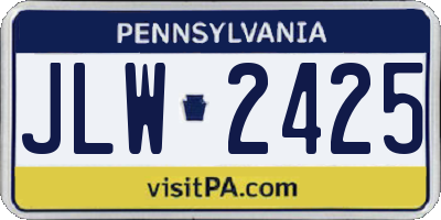 PA license plate JLW2425