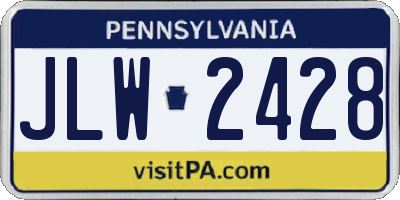 PA license plate JLW2428
